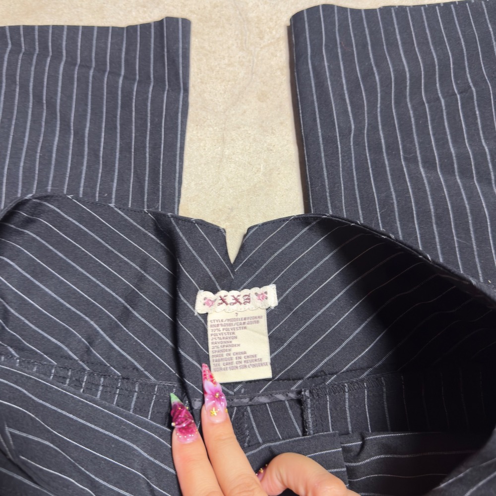 XOXO Vintage Y2K Pinstripe Low Rise Flare Dress Pants - Picture 4 of 11